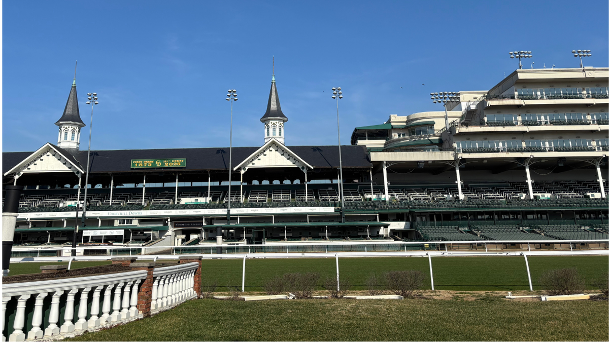A view of the Kentucky Derby grandstand at Churchill Downs.
