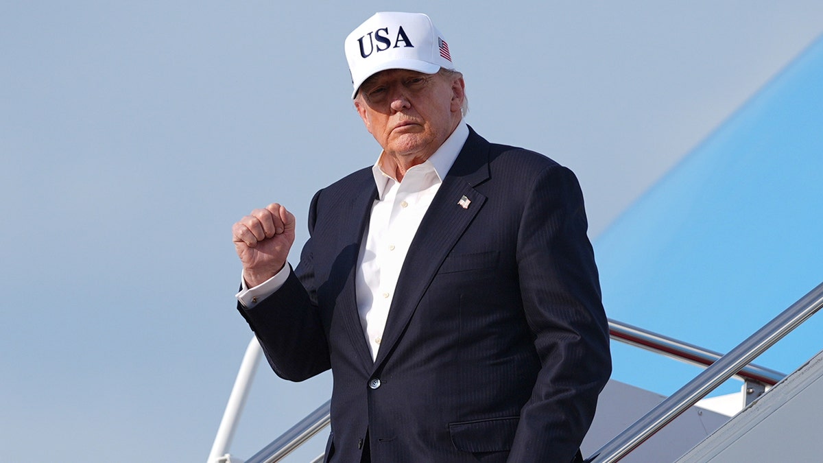 President Donald Trump arrives at Joint Base Andrews