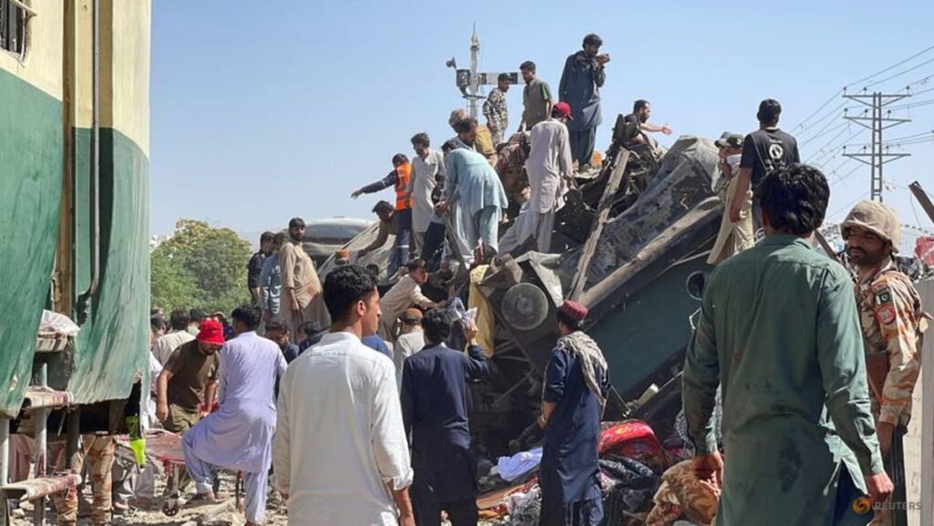 Blast targeting train carrying military personnel kills dozens in southwest Pakistan
