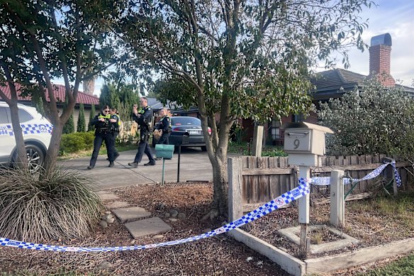 Police cordoned off the property on Melton Close on Saturday morning.