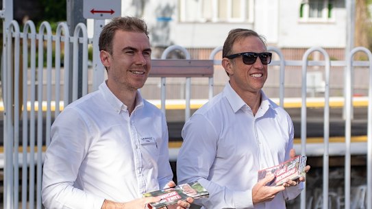 Steven Miles campaigns in Stafford alongside Labor candidate Luke Richmond.
