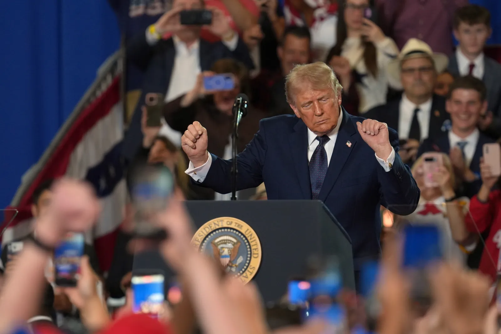 Donald Trump dances during a Fighting For American Workers event on May 22 in Suffern, New York.