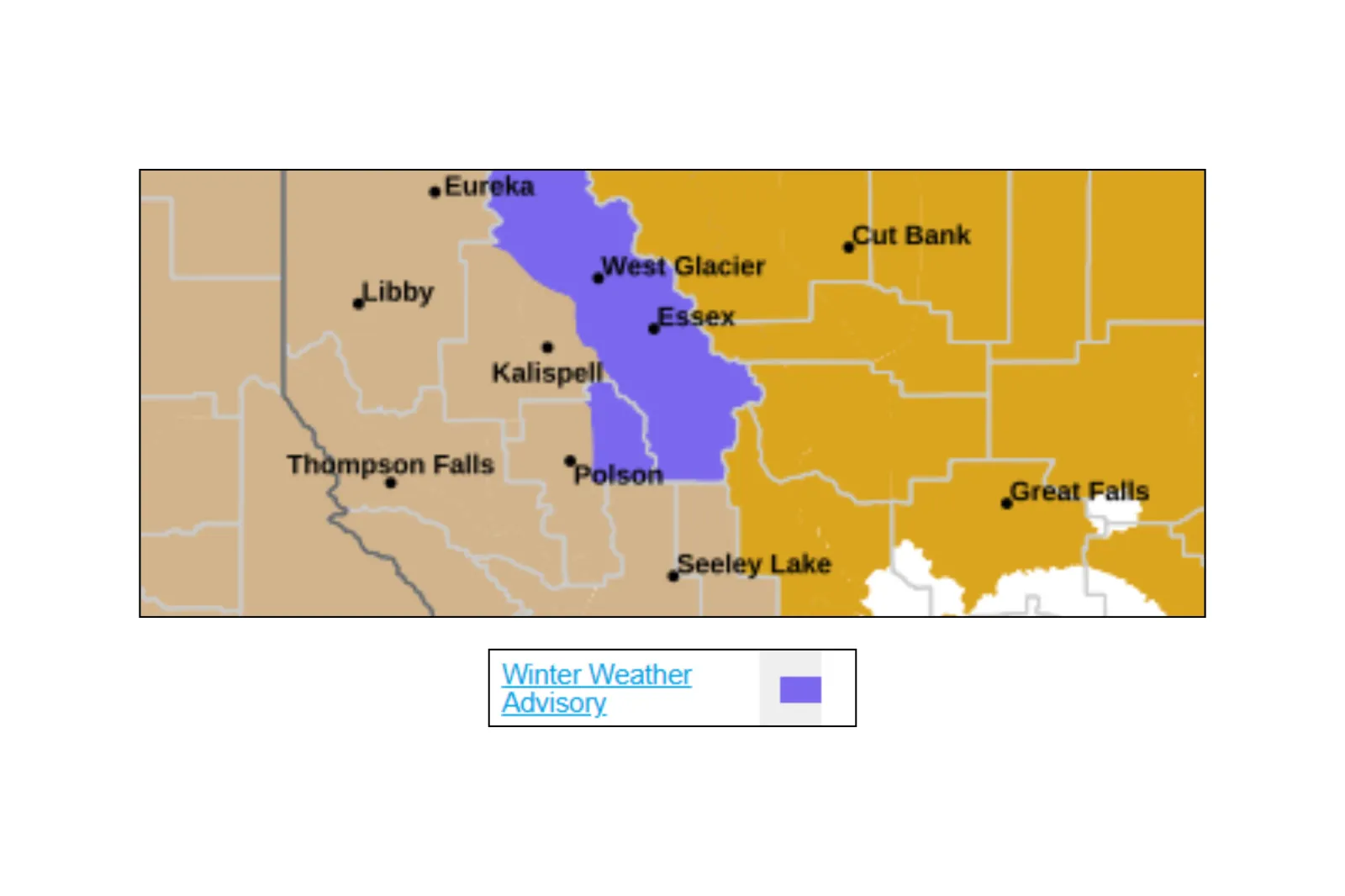Map showing where heavy snowfall is expected in Montana through Wednesday night into Thursday | NWS