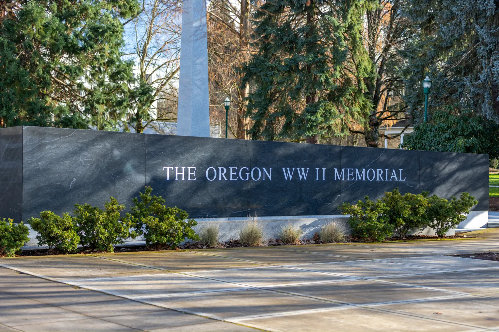 The Oregon WW II Memorial at the State Capital in 2023.
