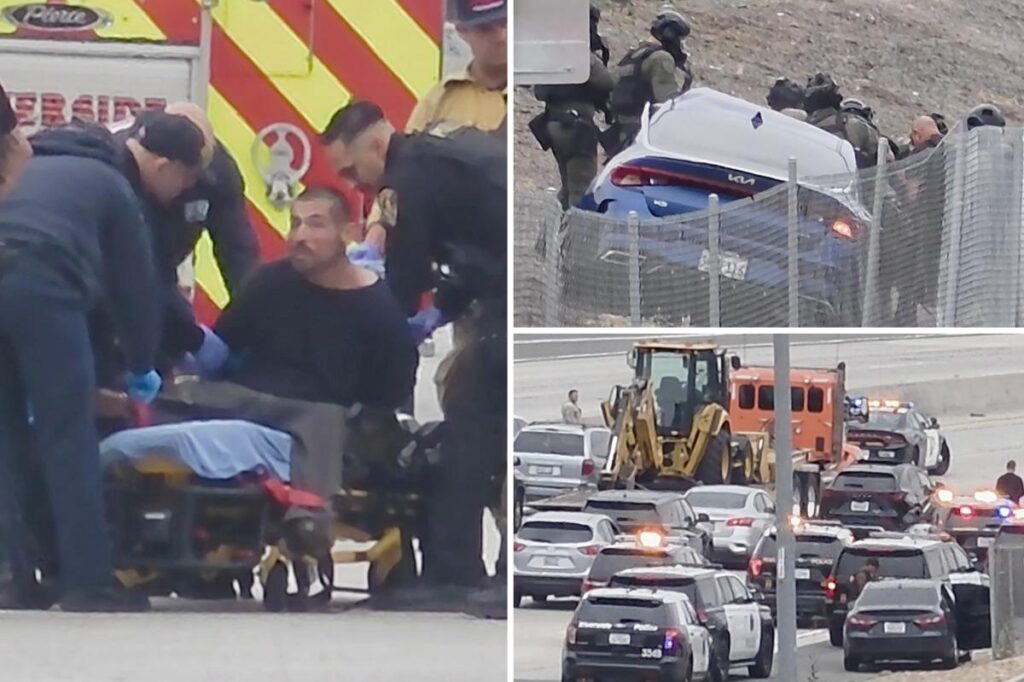 Intense moments on 91 Freeway as cops deploy unusual device to smoke out suspect