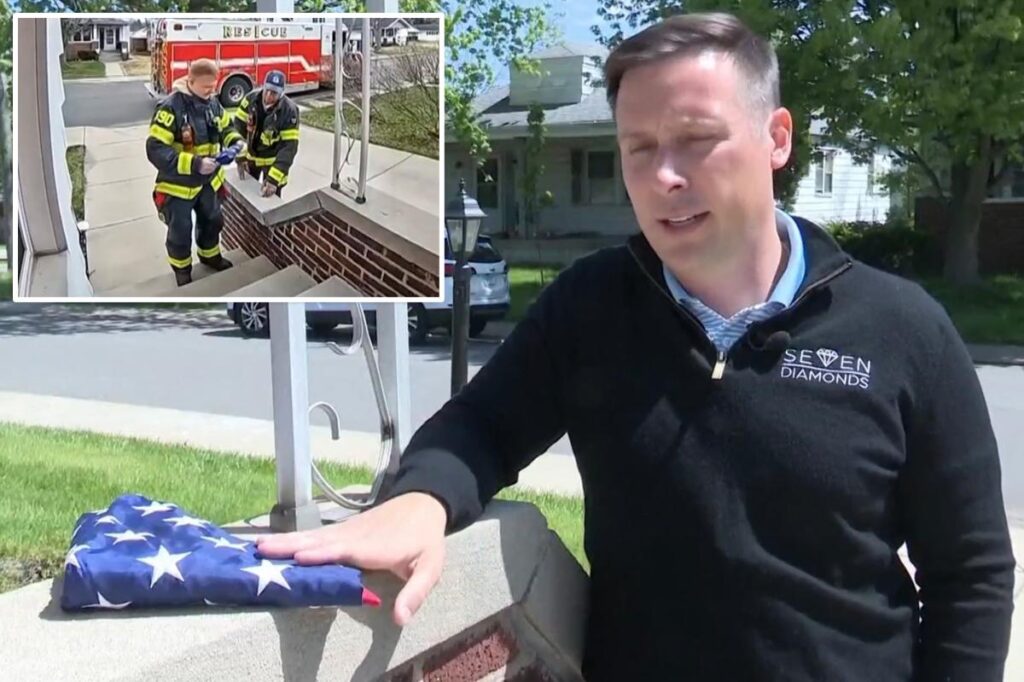 Indiana firefighter duo return lost American flag to stranger’s home: ‘It doesn’t hurt to help a neighbor’