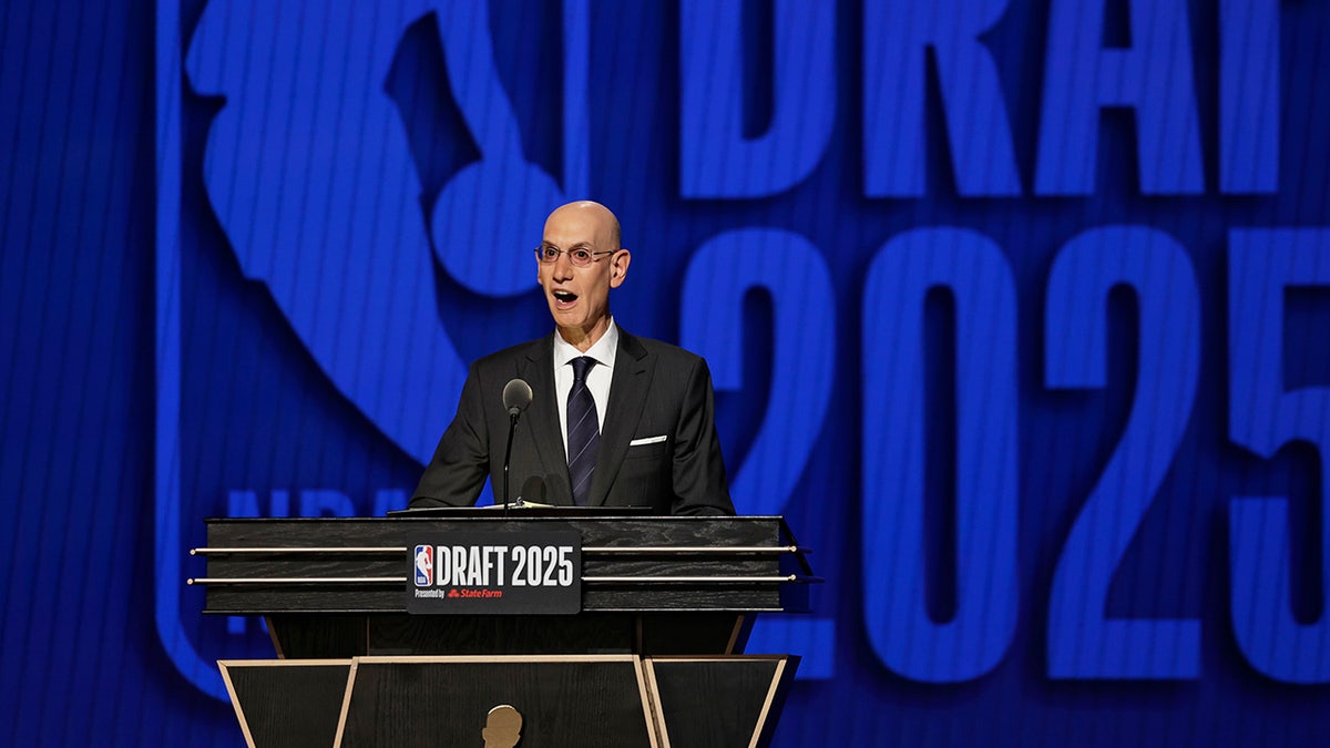 NBA commissioner Adam Silver speaking at the NBA draft event in New York
