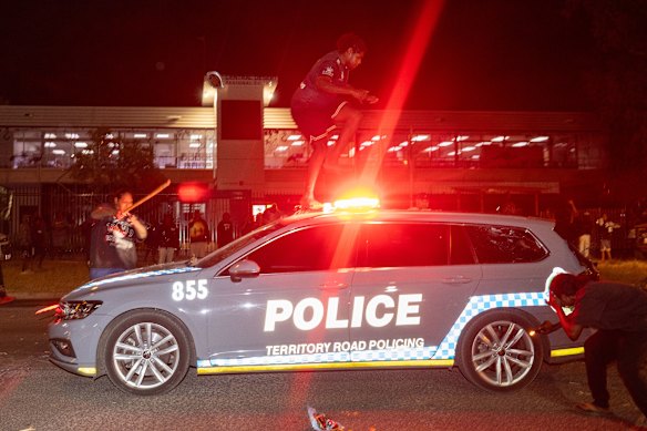 A riot broke out as community members protested outside the Alice Springs Hospital on Thursday.