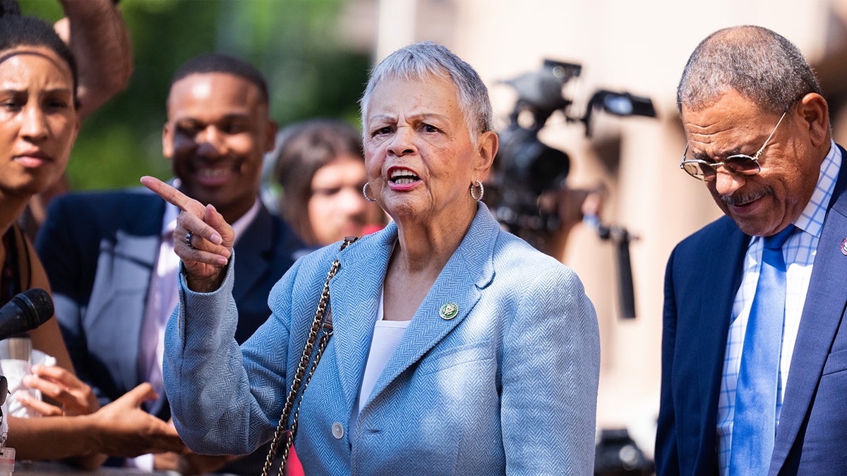 Reps. Bonnie Watson Coleman and Sanford Bishop walking outside a building