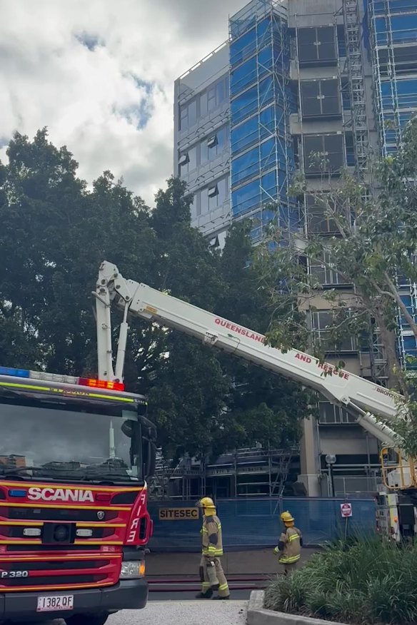 A person was evacuated from the building using a cherry-picker.