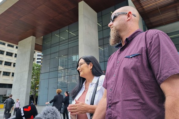 Angus Beaumont’s parents, Michelle Liddle and Ben Beaumont, outside court in 2022.