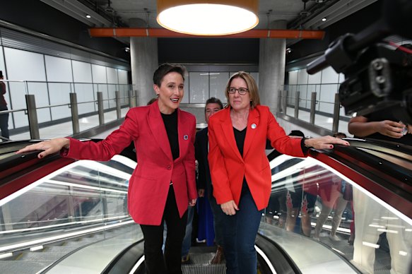 Jacinta Allan and Gabrielle Williams at the opening of the Metro Tunnel.