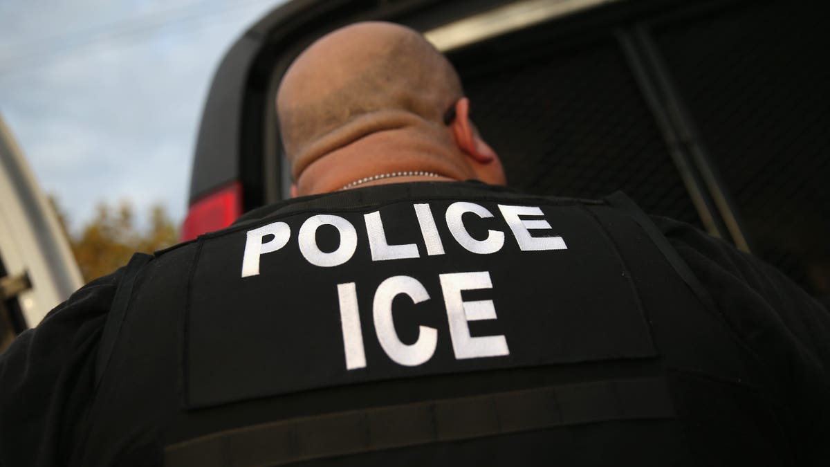 ICE agents detain an immigrant in Los Angeles