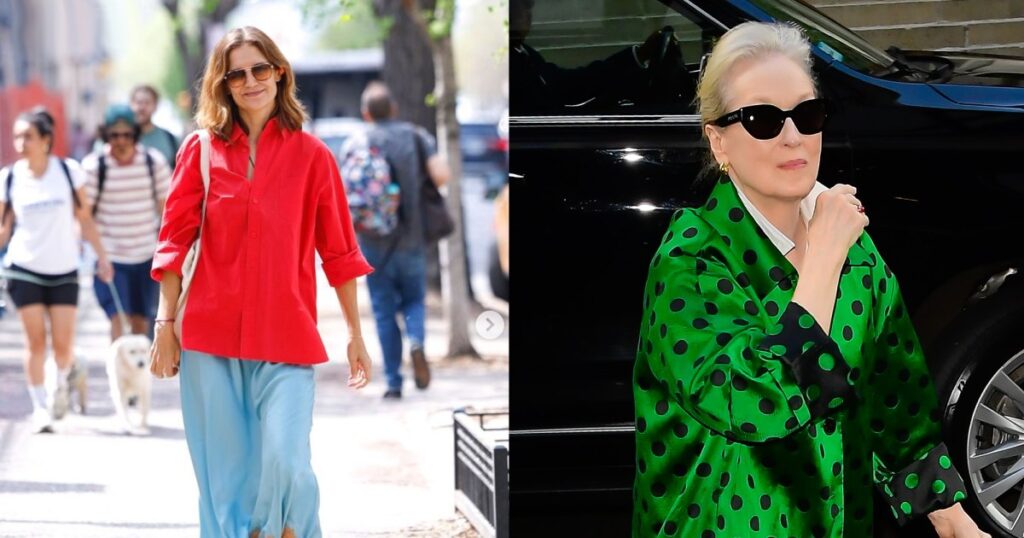 Katie Holmes and Meryl Streep Agree on This Colorful Maximalist Blouse Trend for Spring