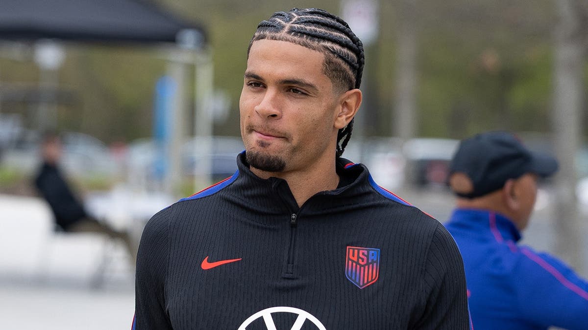 Miles Robinson of the United States arrives at USMNT training session in Marietta, Georgia