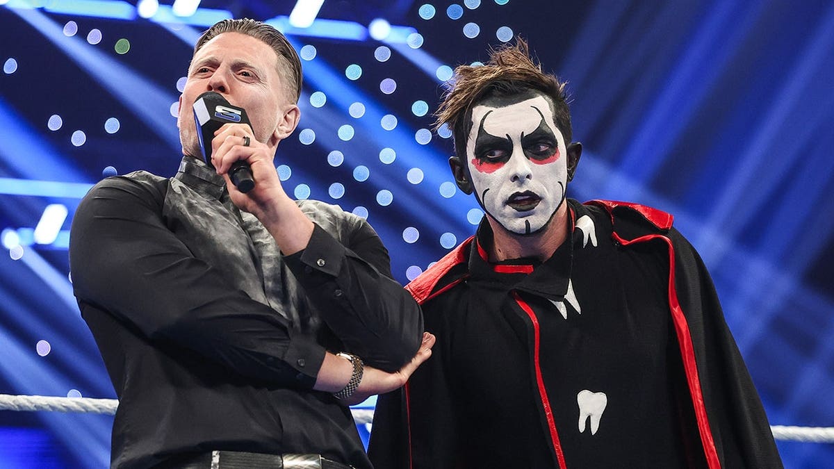 Miz speaking with Danhausen during SmackDown at BOK Center in Tulsa, Oklahoma