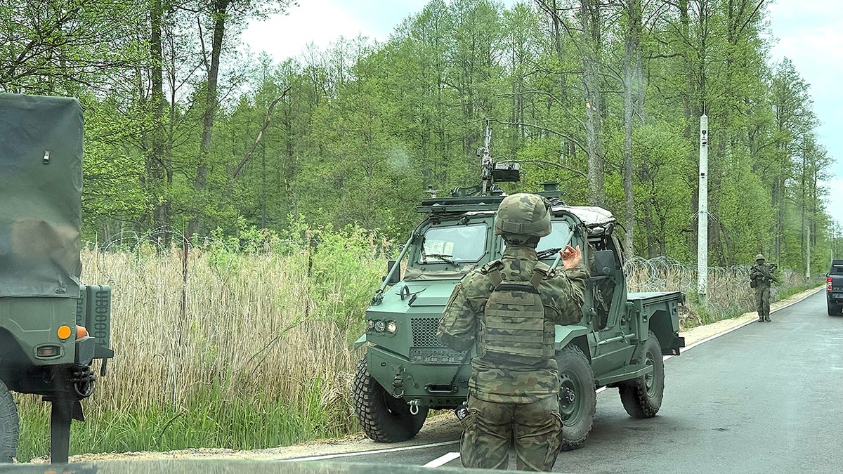 Polish army convoy close to Belarus border