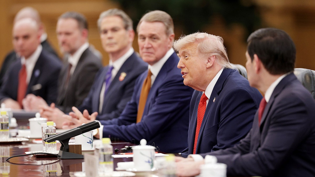 U.S. President Donald Trump speaking during a bilateral meeting with Chinese President Xi Jinping at the Great Hall of the People