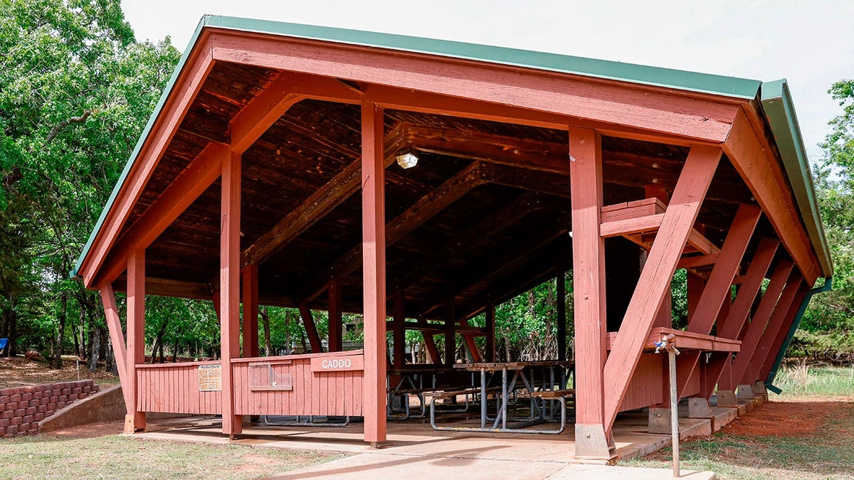 A pavilion at Scissortail Campground in Edmond, Okla.
