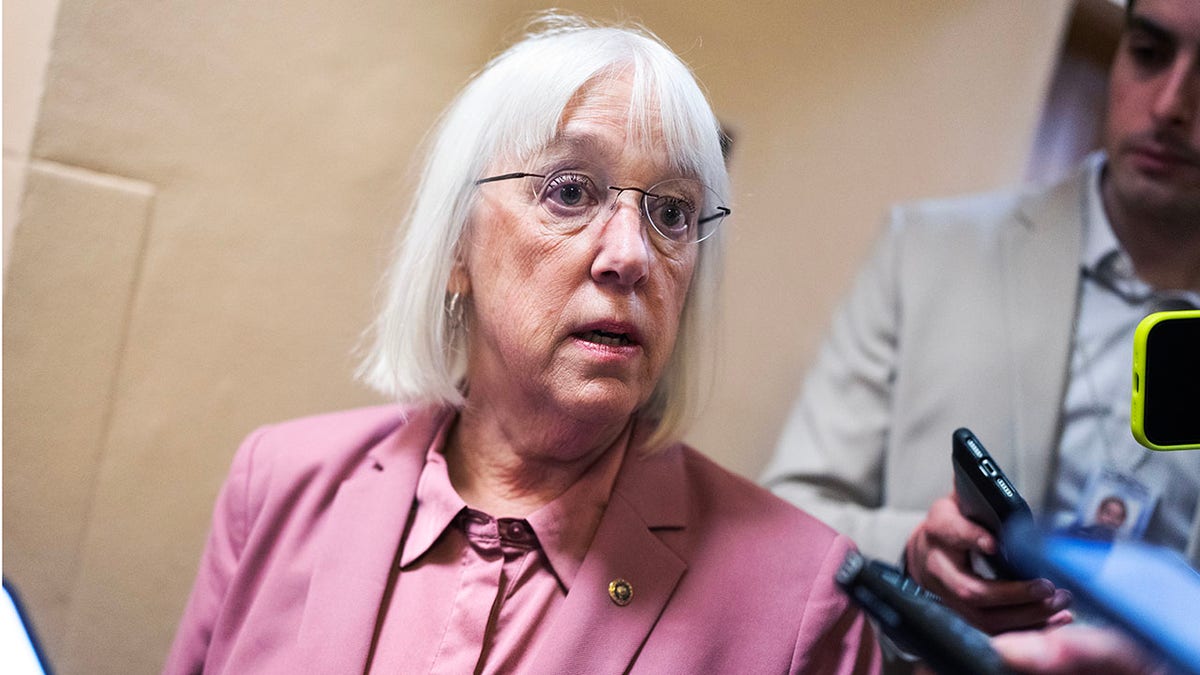 Sen. Patty Murray speaking to reporters in the U.S. Capitol