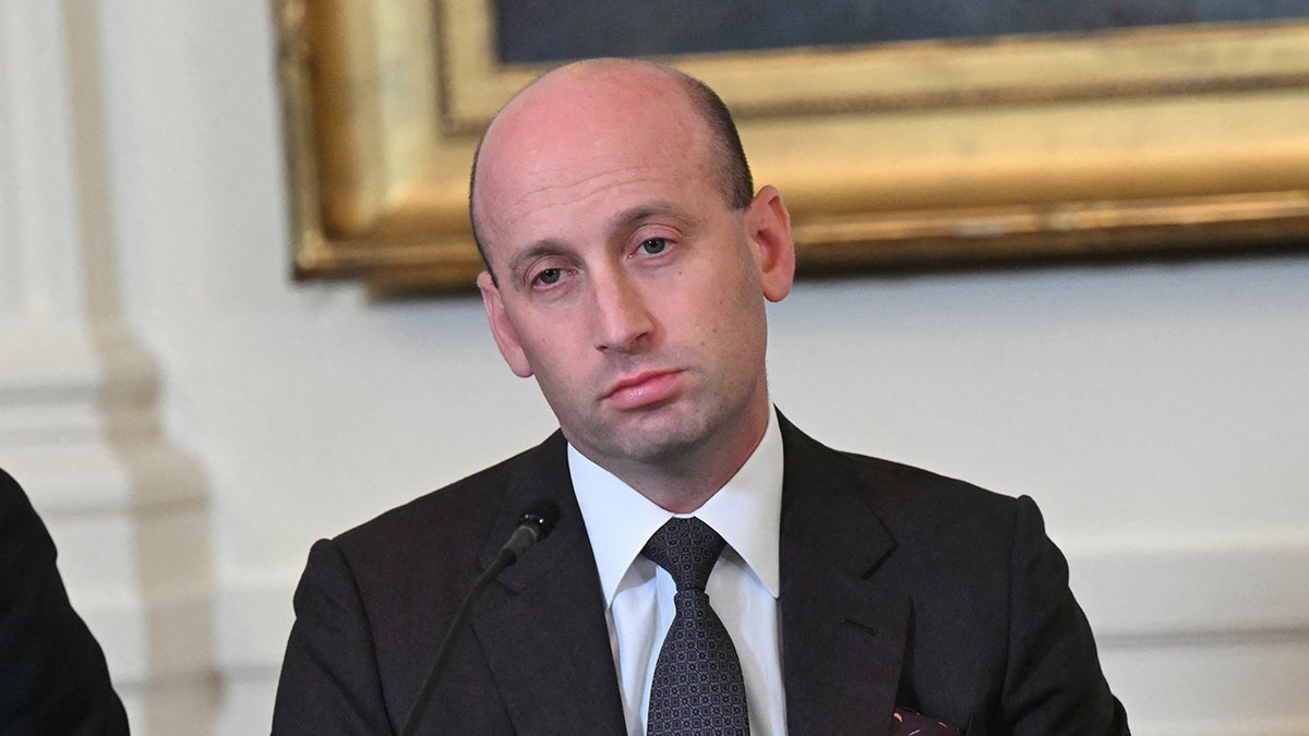 White House Deputy Chief of Staff Stephen Miller listening during a meeting in the East Room of the White House