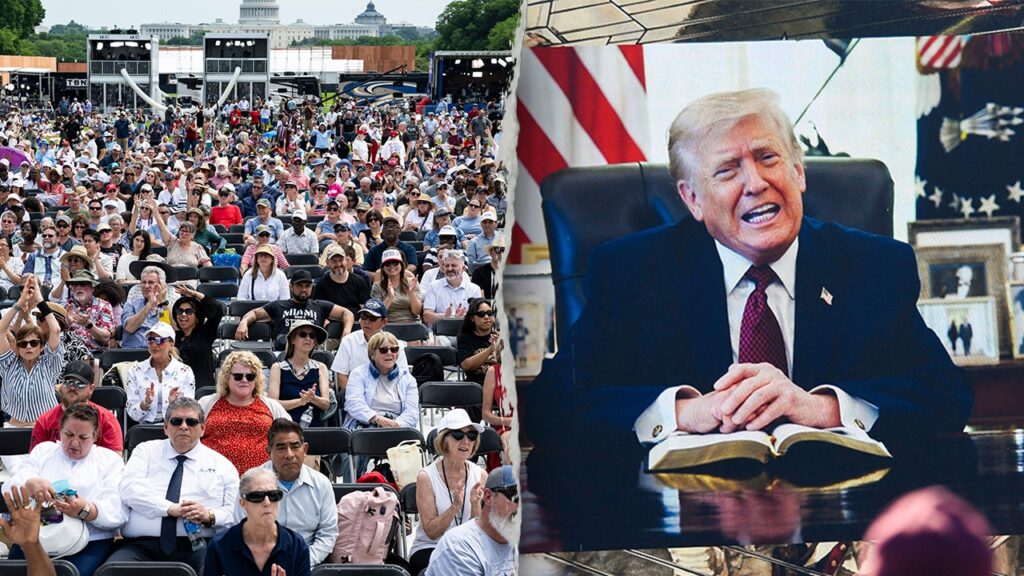 Trump reads Bible as thousands pack National Mall for America 250 prayer rally Trump reads Bible as thousands pack National Mall for America 250 prayer rally