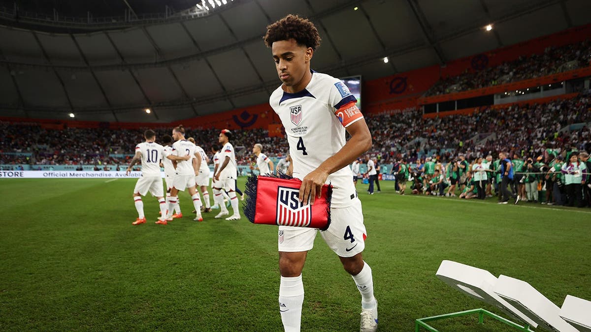 Tyler Adams of United States looking on at Khalifa International Stadium in Doha