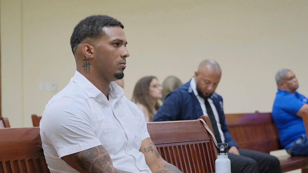 Wander Franco sitting in a courtroom in Puerto Plata Dominican Republic