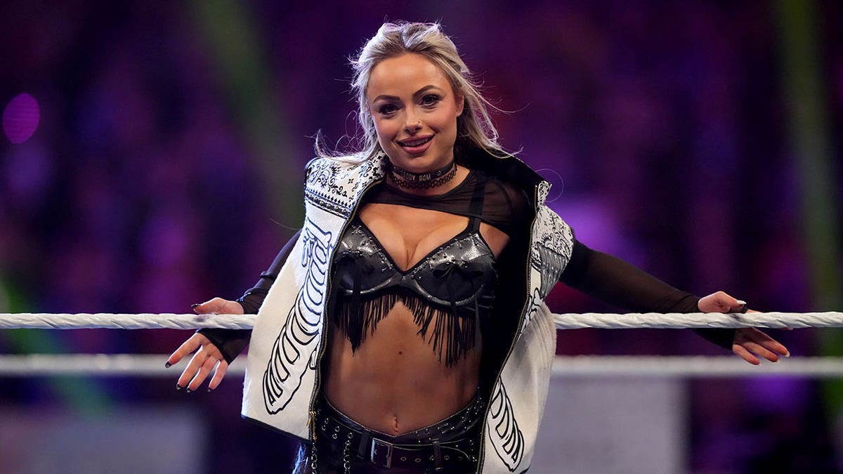 Liv Morgan entering the ring during the WWE Royal Rumble at Lucas Oil Stadium