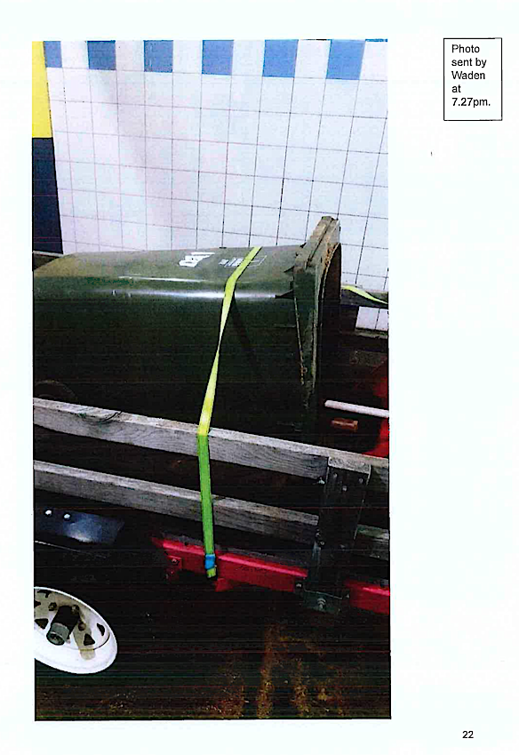 The wheelie bin that Waden took to the rubbish tip.