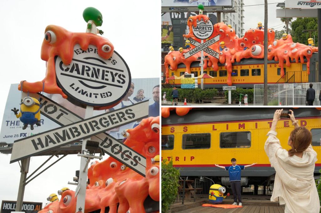 Minions and ‘slime monster’ take over iconic Carney’s train restaurant in West Hollywood