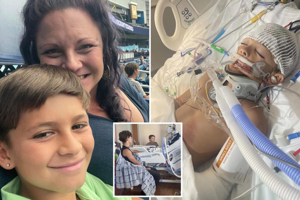 Boy, 10, fighting for his life after being hit by two cars while riding his bike Boy, 10, fighting for his life after being hit by two cars while riding his bike