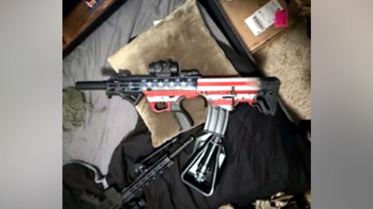 rifle painted with the American flag
