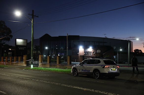 Numerous shots were fired at Diamond Venues on Canterbury Road, Punchbowl, where a service for slain Sydney gangster Lorenzo Lemalu was to be held on Saturday.