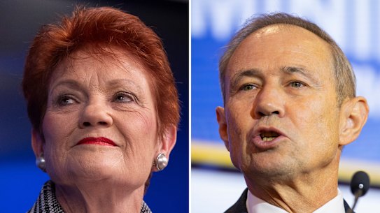One Nation leader Pauline Hanson, WA Premier Roger Cook. Pictures: Getty Images/Ross Swanborough