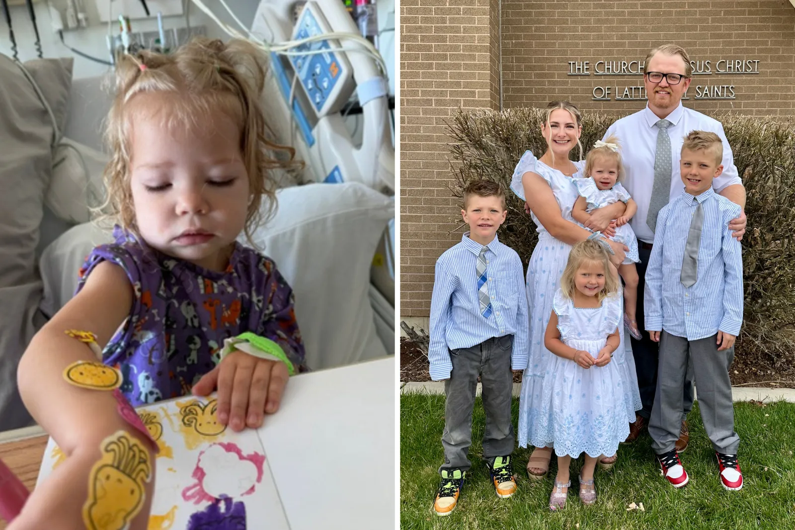 Adalae painting while in hospital. A photo of her parents and siblings before she fell ill.