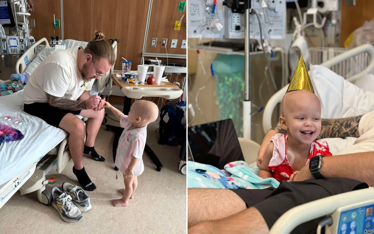 Lilah and her dad Tyler in hospital.