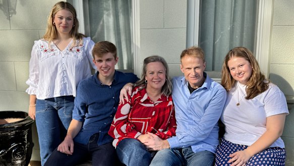 Richard Scolyer with his wife Katie Nicoll, and from left their children, Emily, Matthew and Lucy.