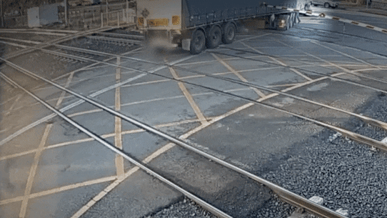Runcorn train and truck crash GIF.
