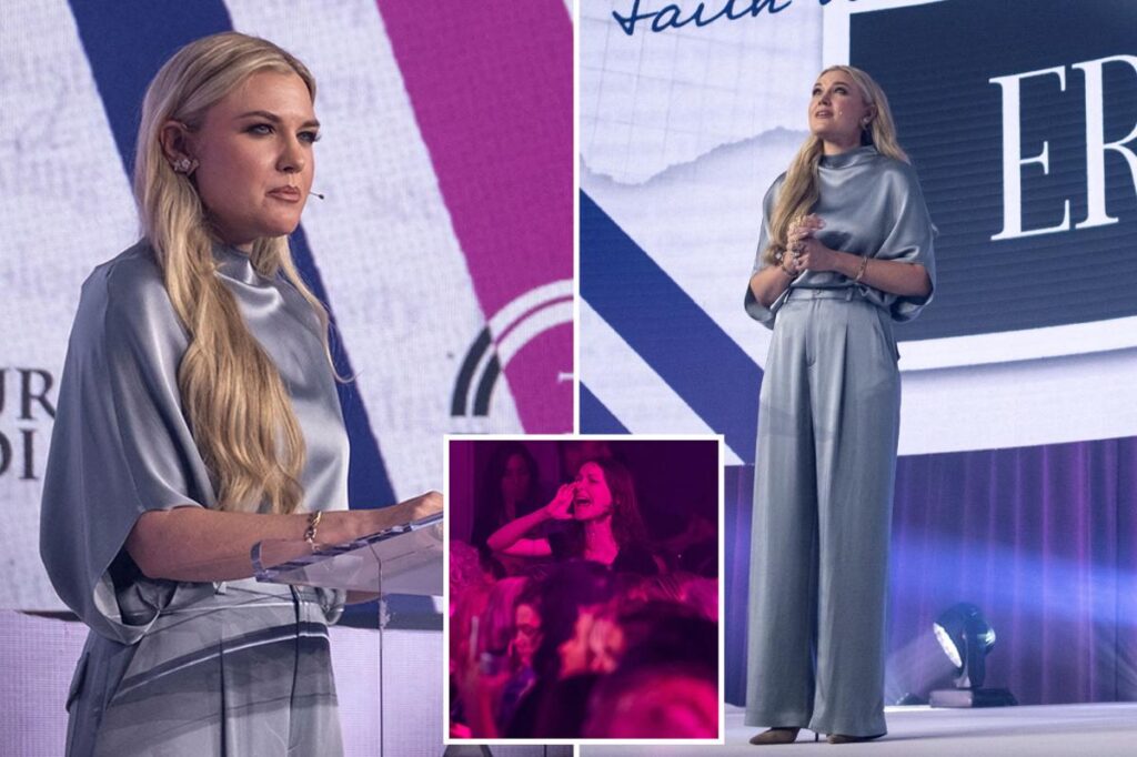 Heckler derails Erika Kirk speech at annual Turning Point USA women’s summit