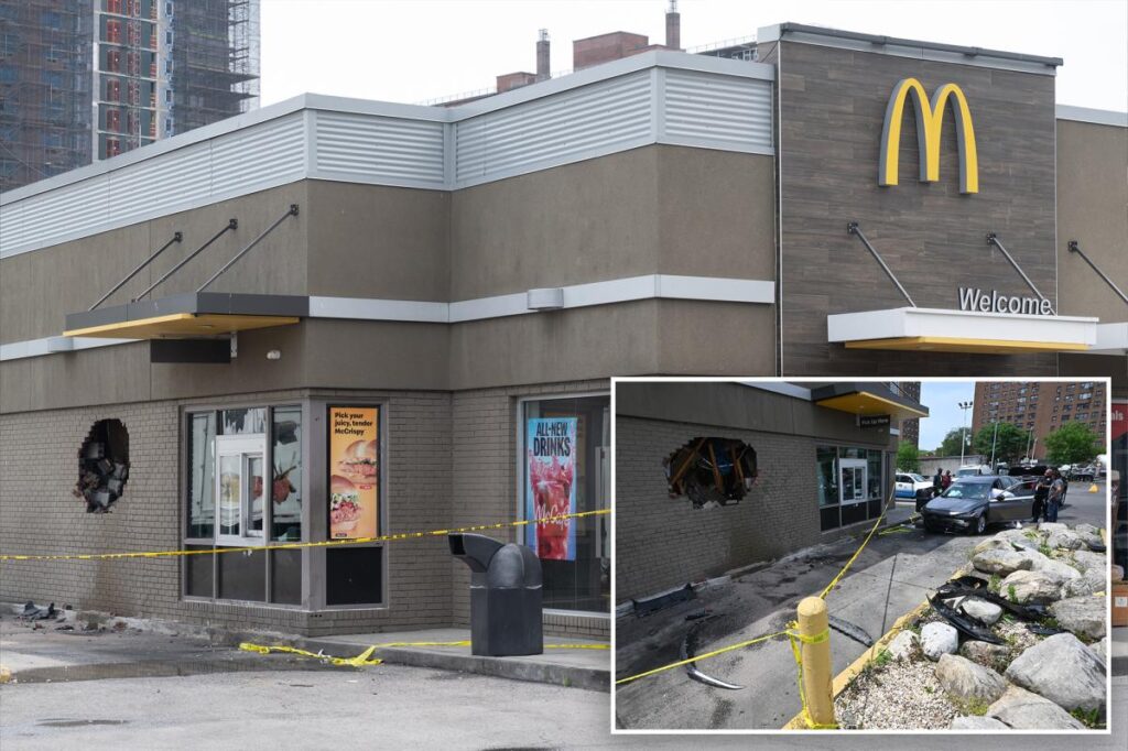 Car plows through NYC McDonald’s — then driver immediately flees the scene