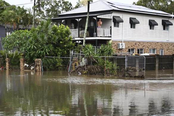 Flooded homes in Tingalpa, after heavy rain from ex-tropical cyclone Alfred.