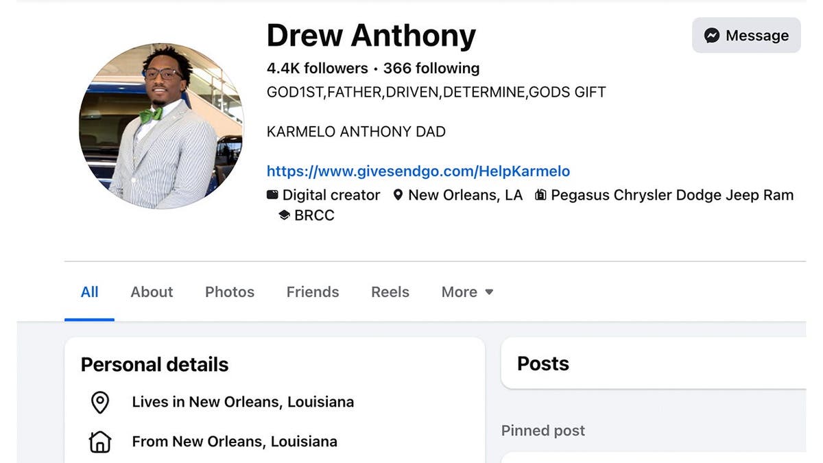 photo shows screenshot of Facebook profile