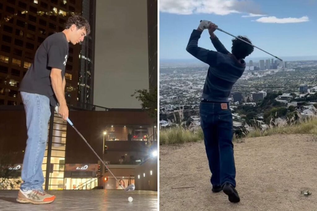 Video shows LA ‘bros’ driving golf balls into traffic and at buildings in downtown Video shows LA ‘bros’ driving golf balls into traffic and at buildings in downtown