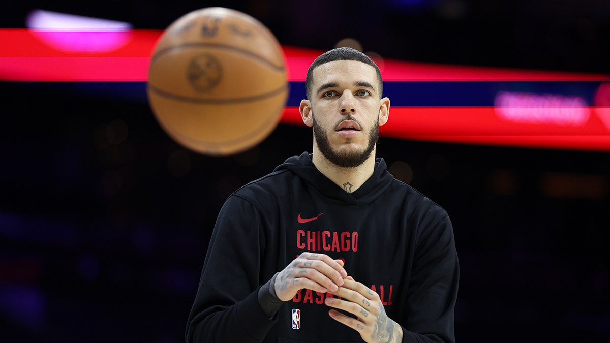 Lonzo Ball standing on basketball court before game