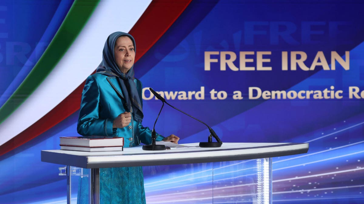 Maryam Rajavi, president-elect of the National Council of Resistance of Iran, speaks at the NCRI’s two-day conference in Paris