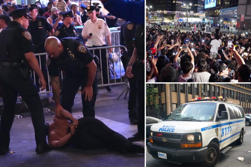Flagrant foul! Female NY Knicks fan punches cop at watch party — and bites another Flagrant foul! Female NY Knicks fan punches cop at watch party — and bites another