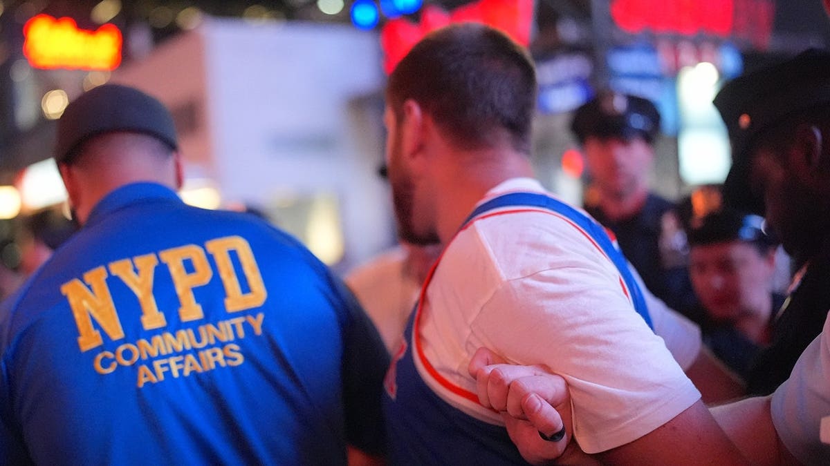 Thousands of New York Knicks fans celebrating inside and outside Madison Square Garden