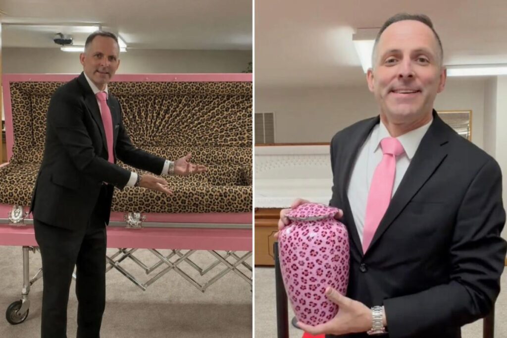 Exclusive | Meet the funeral director offering wild hot pink caskets and cheetah-printed urns to make death less serious