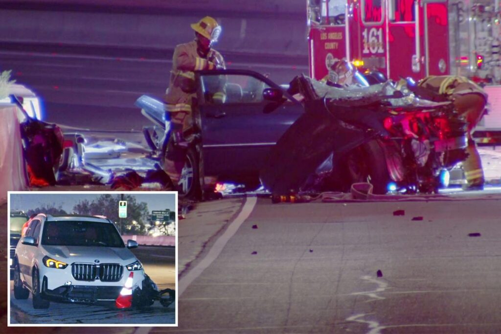 Horrific wrong-way crash in California kills one and leaves car a mangled wreck on 405 Freeway Horrific wrong-way crash in California kills one and leaves car a mangled wreck on 405 Freeway